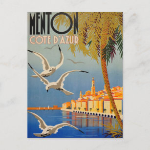 Cartão Postal Vintage Menton CoTe D'azur