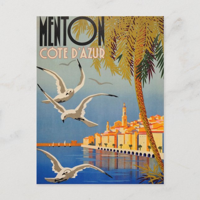Cartão Postal Vintage Menton CoTe D'azur (Frente)