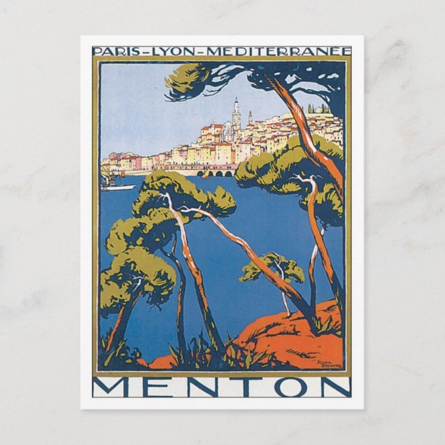 Cartão Postal Vintage Menton França (Frente)