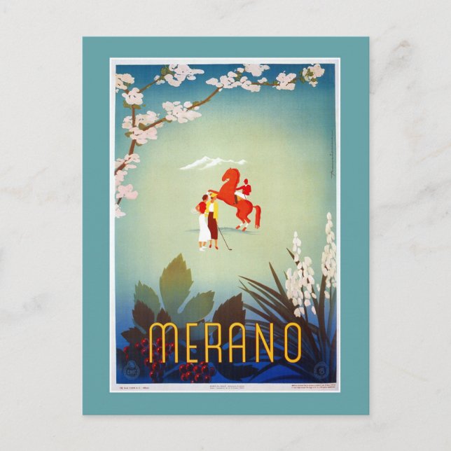 Cartão Postal Vintage Merano Meran viagem italiano (Frente)