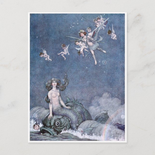 Cartão Postal Vintage Mermaid (Frente)