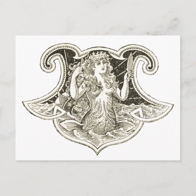 Cartão Postal Vintage Mermaid (Frente)