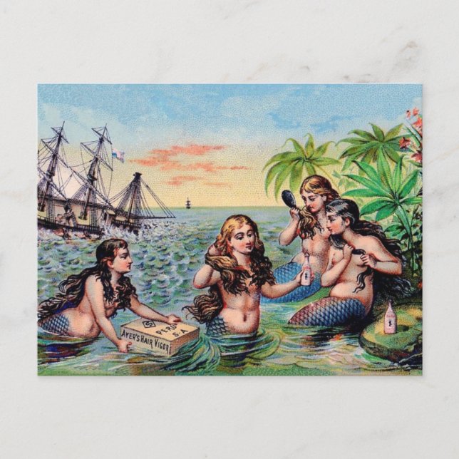 Cartão Postal Vintage Mermaid Postcard (Frente)