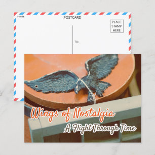 Cartão Postal Vintage Metallic Bird Figurine