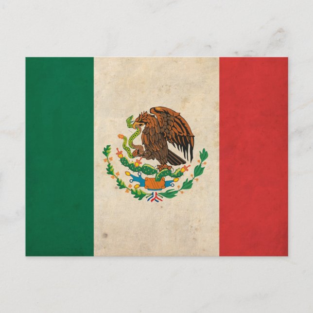 Cartão Postal Vintage Mexico Flag (Frente)