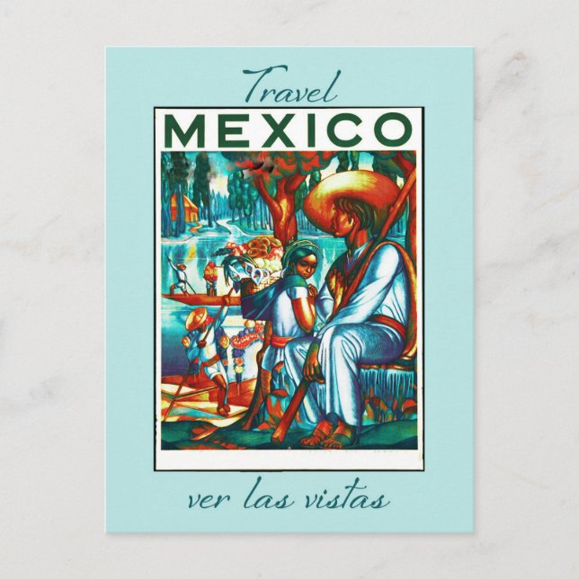 Cartão Postal Vintage México Viagem de Turismo Mexicano (Frente)