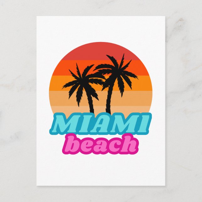 Cartão Postal Vintage Miami Beach Flórida (Frente)