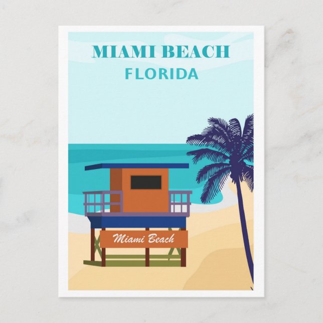 Cartão Postal Vintage Miami Beach Viagem (Frente)