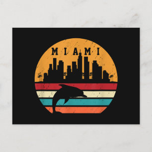 Cartão Postal Vintage Miami Dolphin Silhouette Souvenir Dolp, 80