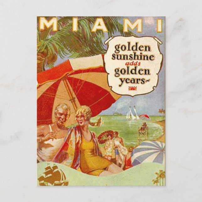 Cartão Postal Vintage Miami, Flórida, EUA - (Frente)