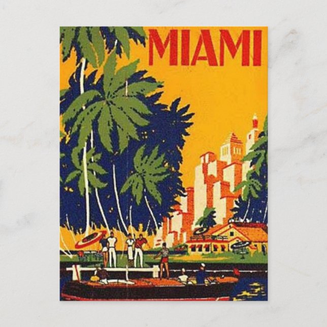 Cartão Postal Vintage Miami, Flórida, EUA - (Frente)
