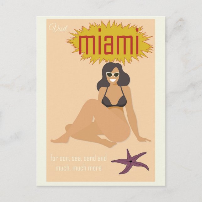 Cartão Postal Vintage Miami Florida Retro Viagem (Frente)