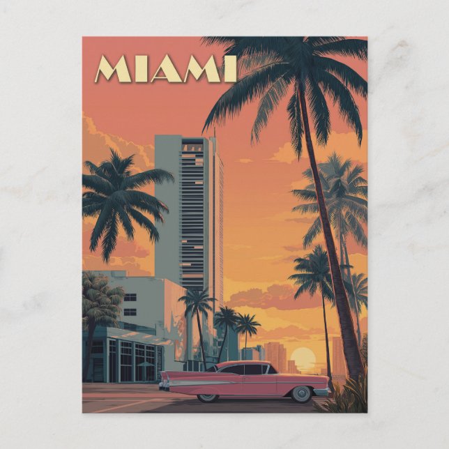Cartão Postal Vintage Miami Florida Viagem (Frente)