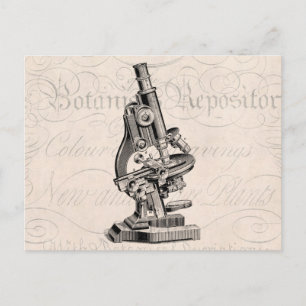 Cartão Postal Vintage Microscope Ilustração Retroativa