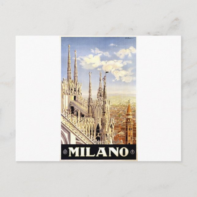 Cartão Postal Vintage Milano Viagem (Frente)