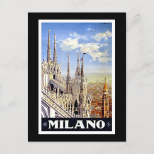 Cartão Postal Vintage Milano Viagem Advertisement