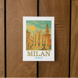 Cartão Postal Vintage Milão Itália Viagem   Retro Duomo