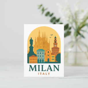 Cartão Postal Vintage Milão Itália Viagem   Retro Duomo