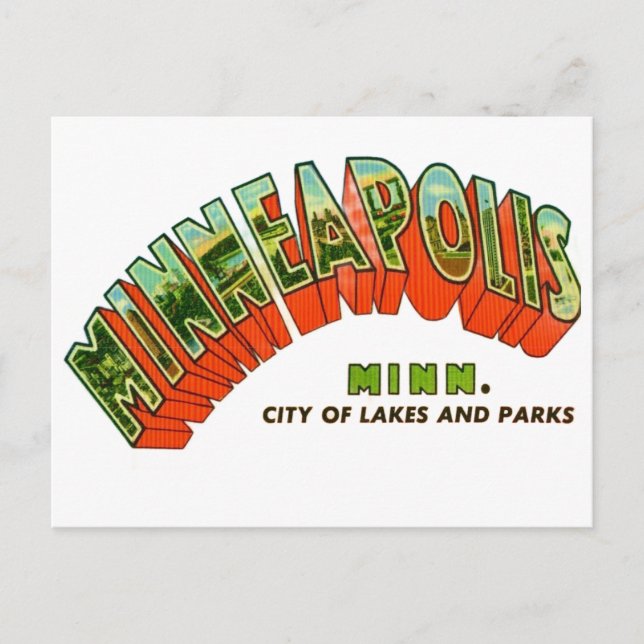 Cartão Postal Vintage  Minneapolis Postcard (Frente)