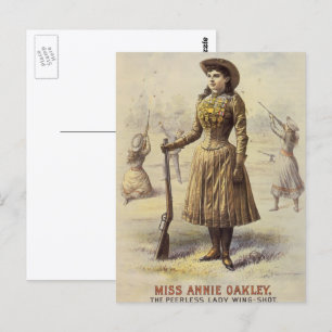 Cartão Postal Vintage Miss Annie Oakley, Cowgirl Ocidental