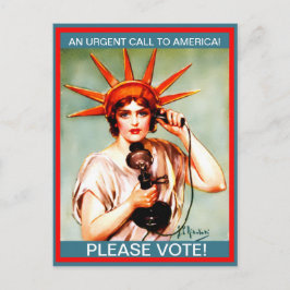 Cartão Postal Vintage Miss Liberdade no Telefone, Por Favor, Vot