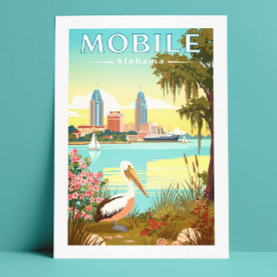 Cartão Postal Vintage Mobile Alabama