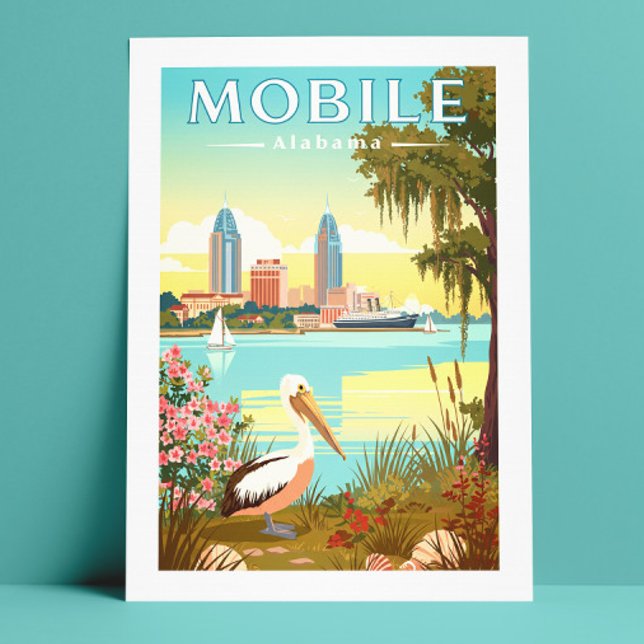 Cartão Postal Vintage Mobile Alabama (Criador carregado)