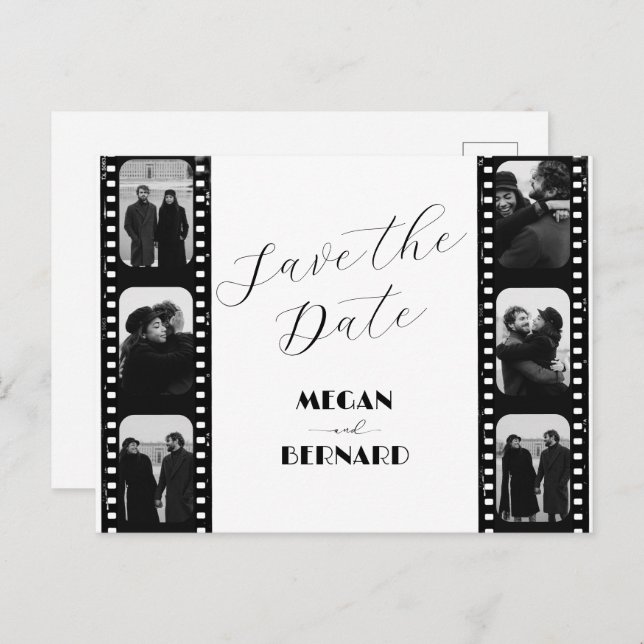 Cartão Postal Vintage Modern Trendy Foto de casamento (Frente/Verso)