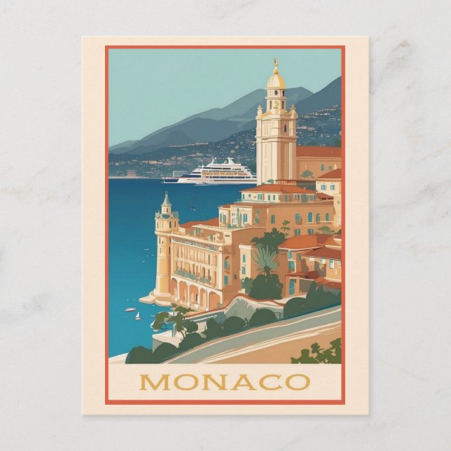 Cartão Postal Vintage Mônaco Monte Carlo Viagem (Frente)