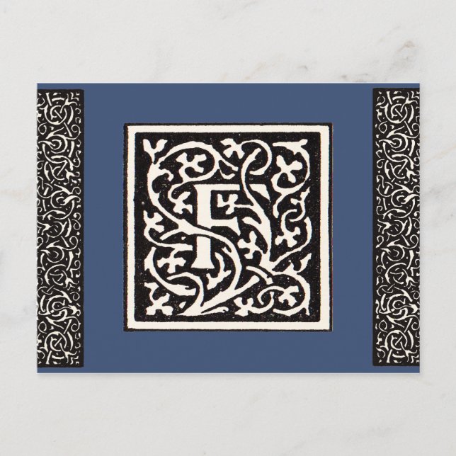 Cartão Postal Vintage Monograma F Art Nouveau - Letra (Frente)