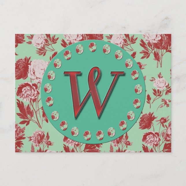Cartão Postal Vintage Monograma W (Frente)