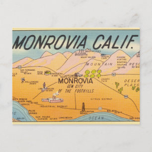 Cartão Postal Vintage Monrovia California