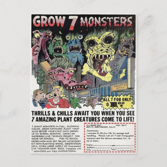 Cartão Postal Vintage Monsters Mail Order Advertiment (Frente)