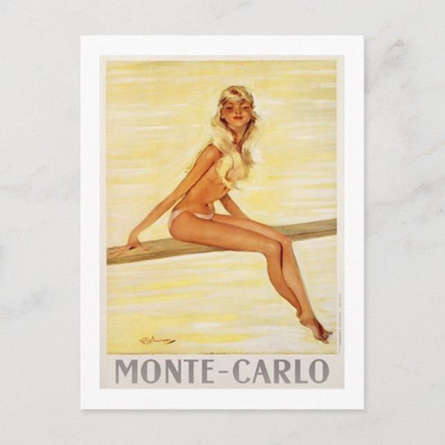Cartão Postal Vintage Monte Carlo, Mônaco - (Frente)