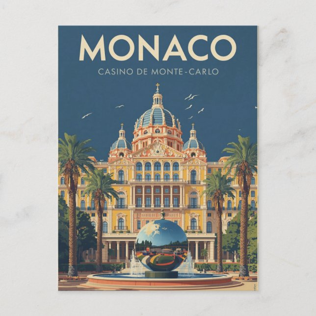 Cartão Postal Vintage Monte-Carlo Viagem (Frente)