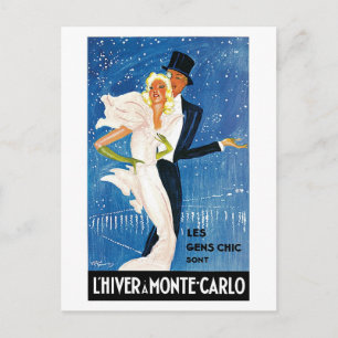 Cartão Postal Vintage Monte Carlo Winter Viagem Ad