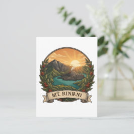 Cartão Postal Vintage Monte Rinjani Indonésia Vulcão Retro