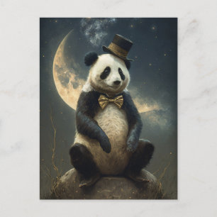Cartão Postal Vintage Moon Panda Bear