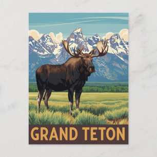 Cartão Postal Vintage Moose no Parque Nacional de Grand Teton
