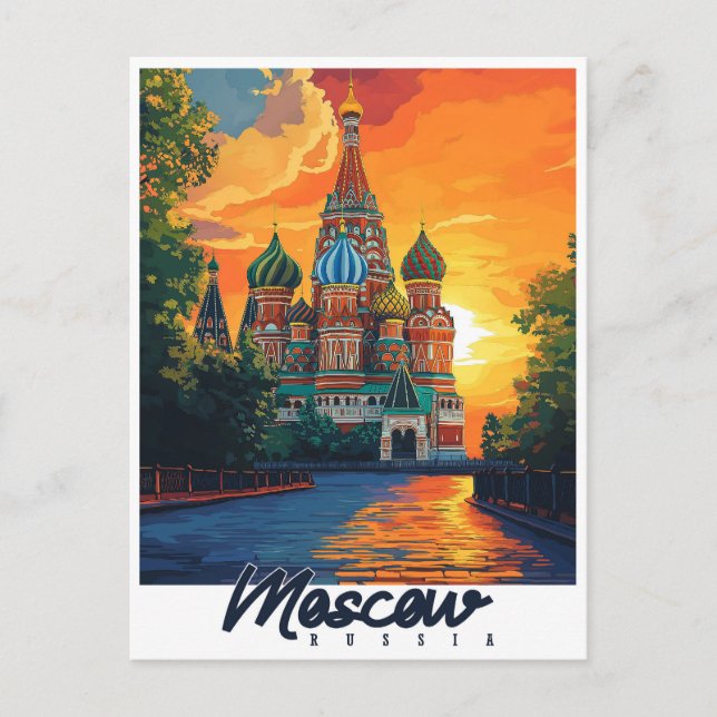 Cartão Postal Vintage Moscou, Rússia Viagem (Frente)
