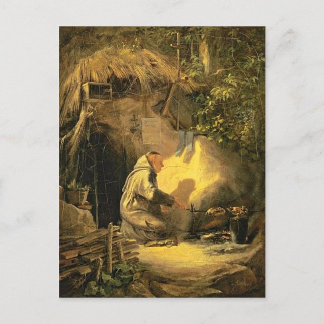 Cartão Postal Vintage, Motivo - Eremita Grelhando Frango (Frente)