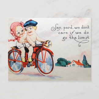 Cartão Postal Vintage Motorcycle Kids