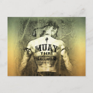 Cartão Postal Vintage Muay Thai Fighter