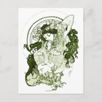 Vintage, mulher verde