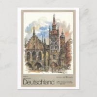 Vintage Munique Alemanha Watercolor Poster de viag