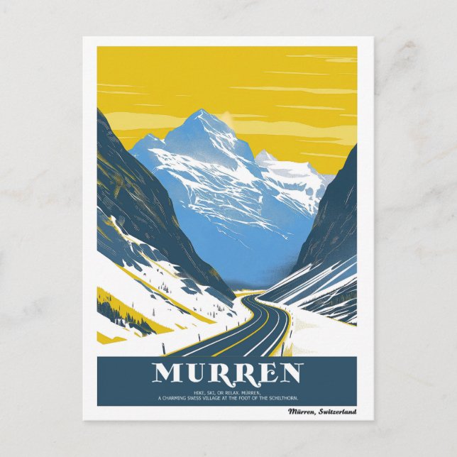 Cartão Postal Vintage Murren, Suiça (Frente)