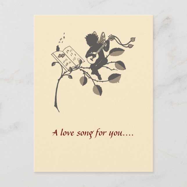 Cartão Postal Vintage musical angel silhouette (Frente)