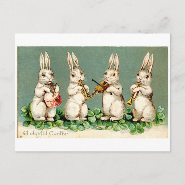 Cartão Postal Vintage Musical Bunnies (Frente)