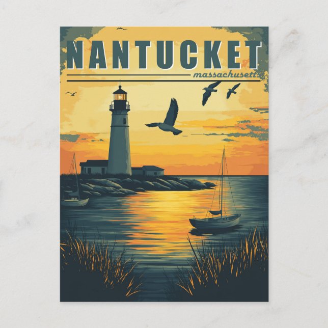 Cartão Postal Vintage Nantucket - Massachusetts - Island Charm (Frente)