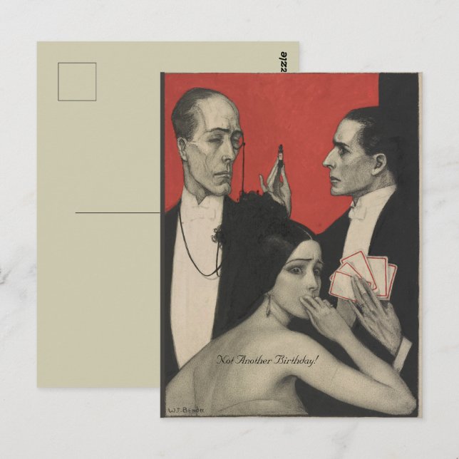 Cartão Postal Vintage Não é Outro Aniversário Arte Pessoas (Frente/Verso)